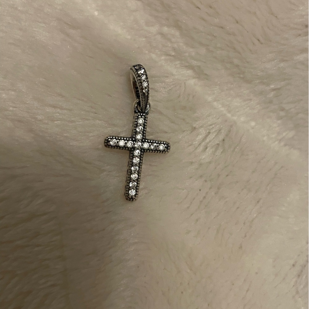 Silver pandora cz Cross Pendant